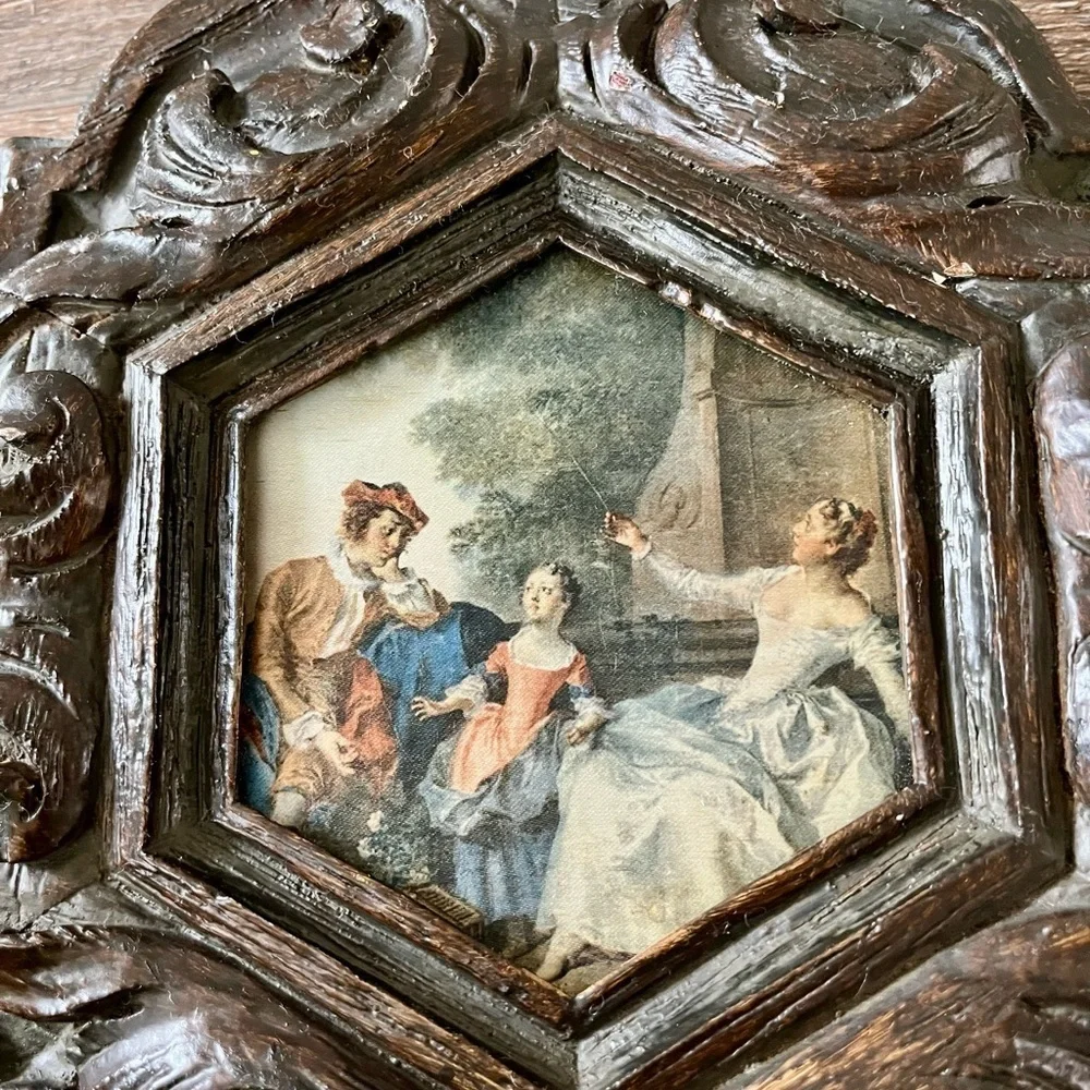Vintage Ornate Brown Framed Art Piece 9/9 inch